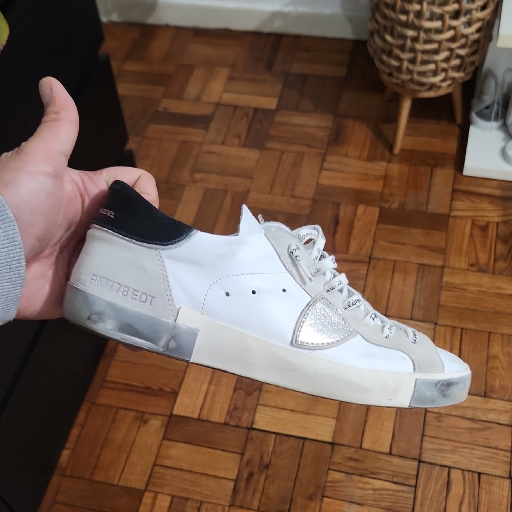 Philippe Model White and Gray Men's Sneakers